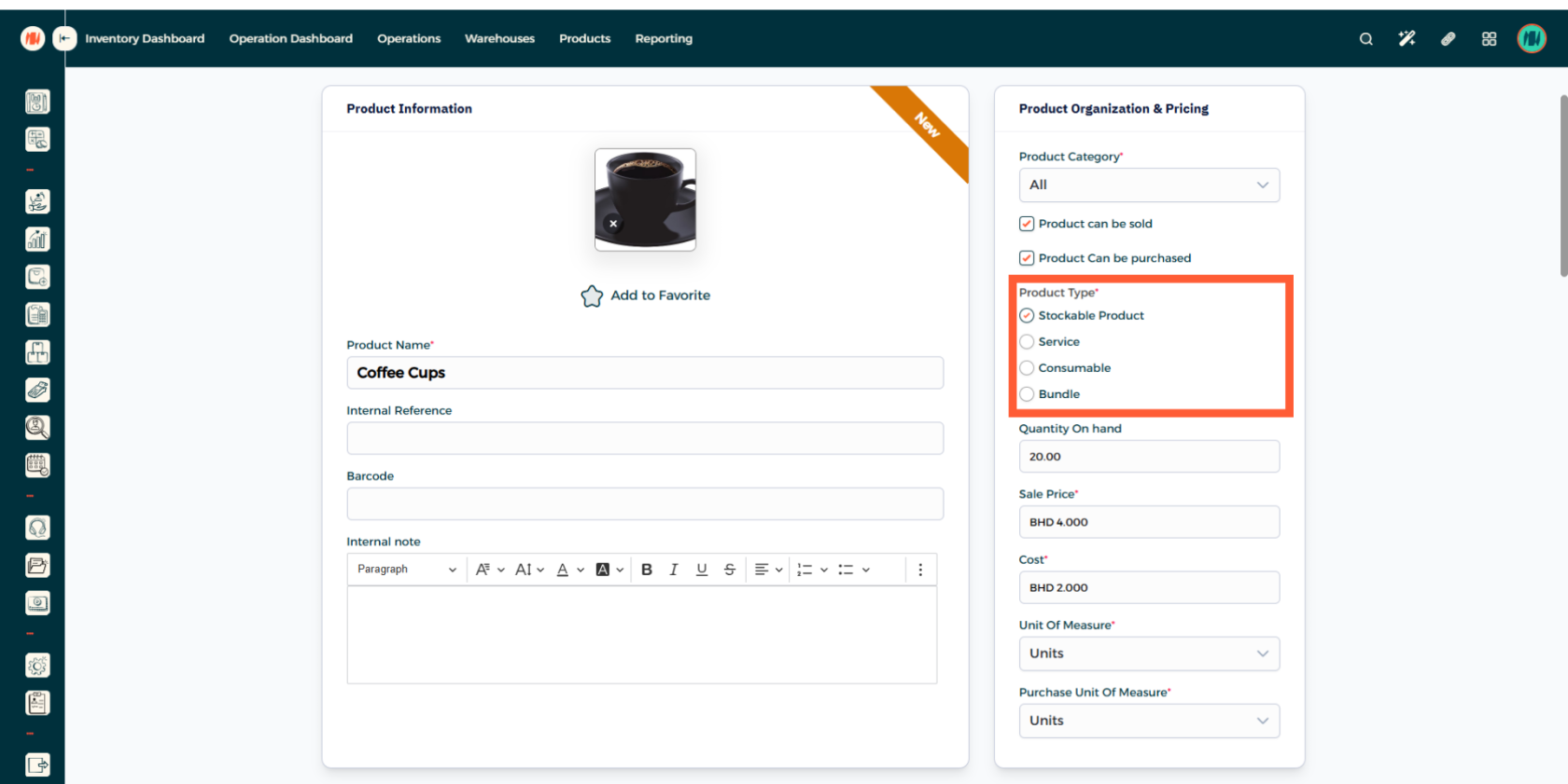 الخطوة 3 - تحديد نوع المنتج